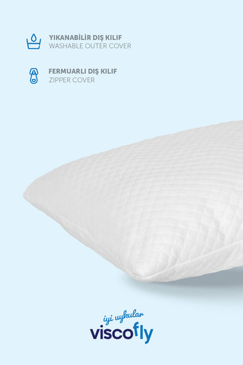 Pamuklu Ortopedik Visko Boncuk Dolum Yastık 50 x 70 Beyaz Visko