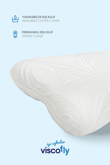 Viscofly Ortopedik Horlama Azaltıcı Visco Yastık – %100 Hafızalı Sünger, Ergonomik Boyun Desteği