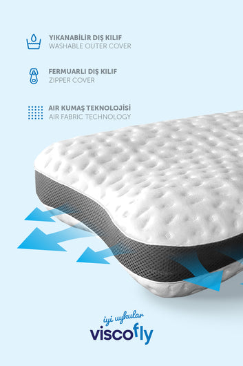 Visco Horlama Azaltıcı Ortopedik Yastık -  57 cm * 42 cm * 12 cm - % 100 Visco 1000 Gr iç Dolgu