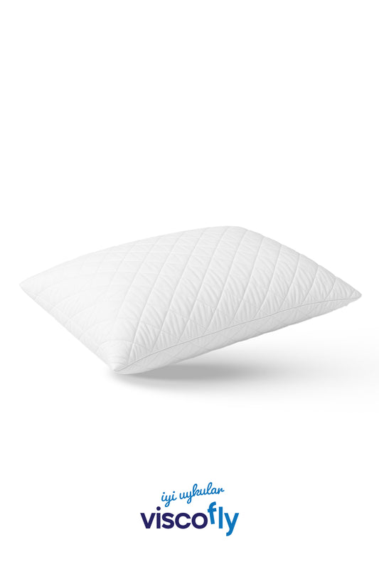 Viscofly Kapitoneli Mikro Kumaşlı Fermuarlı Yastık 50x70x13 cm – 700 Gr Boncuk Silikon, Makinede Yıkanabilir