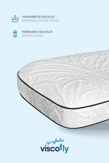 Viscofly Visco Ortopedik %100 Visco Yastık 65×40×13 cm Orta Sert – Yıkanabilir Kılıf