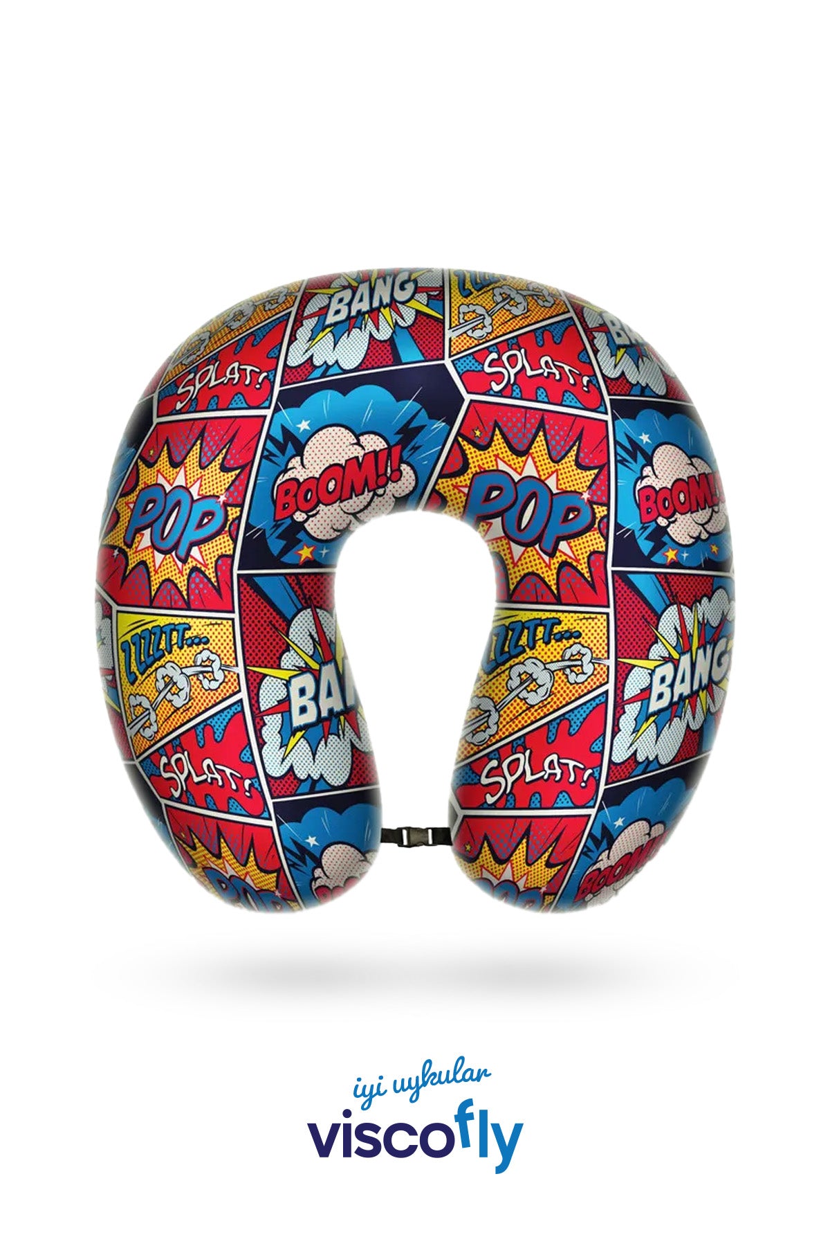 Visco Fly - Visco Seyahat Yastığı- Boyun Yastığı - 30*30*10 cm-% 100 Visco Dolgu-Kadife - Karikatür Desen