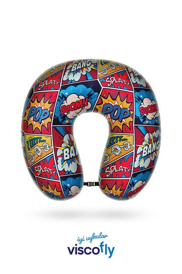 Visco Fly - Visco Seyahat Yastığı- Boyun Yastığı - 30*30*10 cm-% 100 Visco Dolgu-Kadife - Karikatür Desen