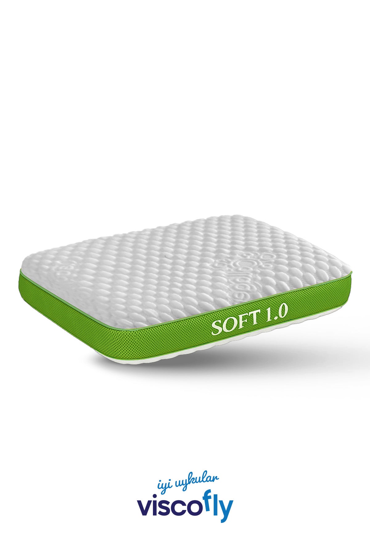 Viscofly CloudSoft Air Yumuşak Visco Yastık – Air Mesh Yan Bordür, Yıkanabilir Fermuarlı Kılıf (60×40×12 cm)