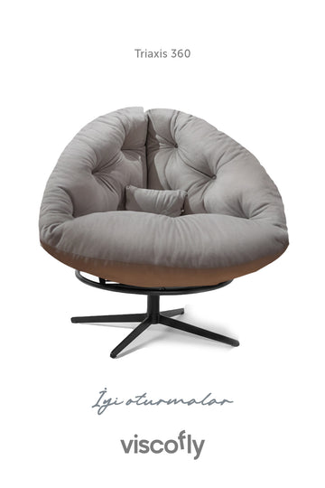 Viscofly Triaxis 360° Döner Berjer –tekli Koltuk - 92×78×92 cm, Metal Ayak, Silinebilir Kumaş
